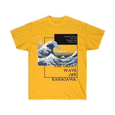 The Great Wave Off Kanagawa Shirt Aesthetic Art Unisex Tee Gold Black