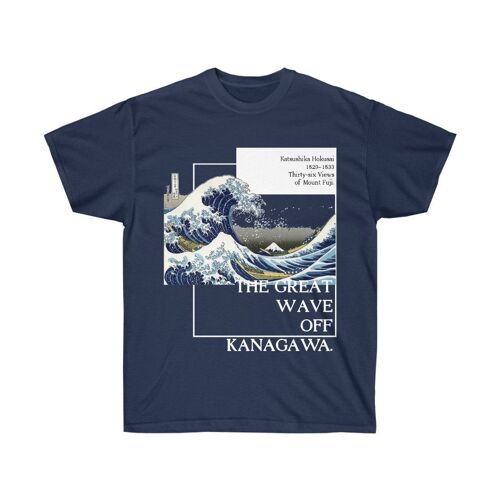 The Great Wave Off Kanagawa Shirt Aesthetic Art Unisex Tee Navy  Black