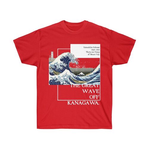 The Great Wave Off Kanagawa Shirt Aesthetic Art Unisex Tee Red  Black