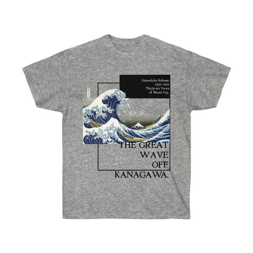 The Great Wave Off Kanagawa Shirt Aesthetic Art Unisex Tee Sport Grey  Black
