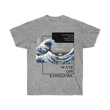 The Great Wave Off Kanagawa Shirt Aesthetic Art Unisex Tee Sport Gris Noir 1