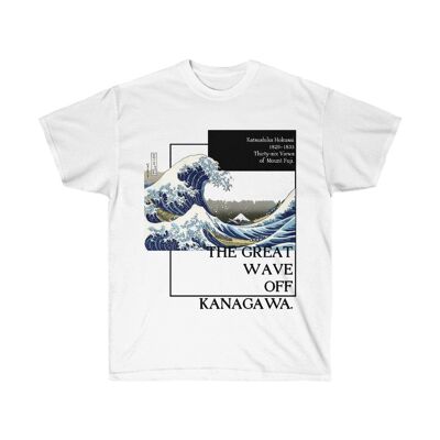 The Great Wave Off Kanagawa Shirt Aesthetic Art Tee Unisex Bianco Nero