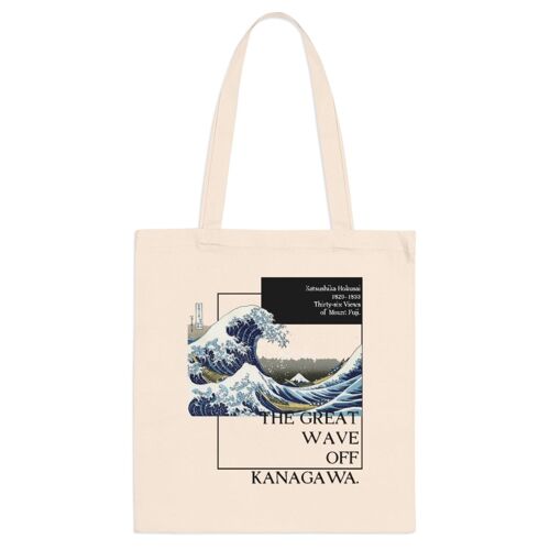 The Great Wave Off Kanagawa Tote Bag Natural  Black