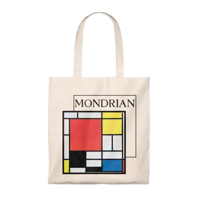 Piet Mondrian Tote Bag Natural/Red Black