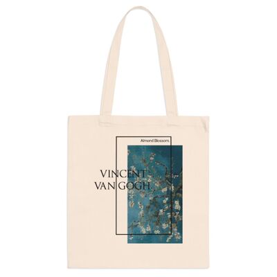 Borsa tote Vincent Van Gogh con fiori di mandorlo nero naturale