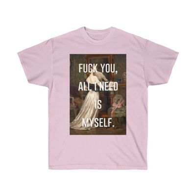 Camicia d'arte vintage Camicia femminista divertente rosa chiaro nero