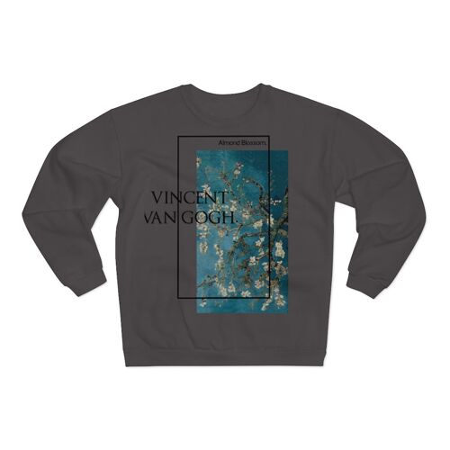 Van Gogh Sweatshirt Almond Blossoms Heather Grey Black