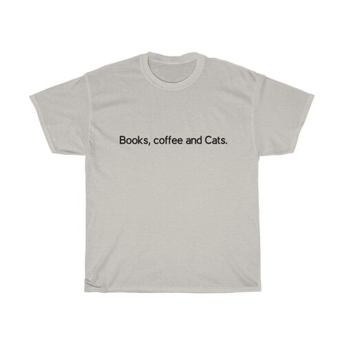 Books, Coffee and Cats Unisex Shirt Vintage 90s Shirt Ice Grey  Black