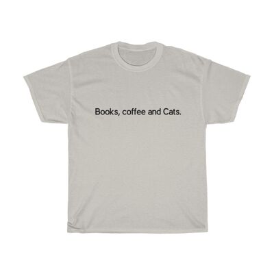 Books, Coffee and Cats Unisex Shirt Vintage 90s Shirt Ice Grey  Black