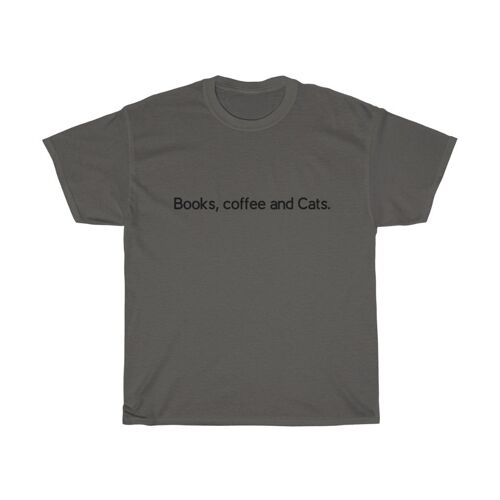 Books, Coffee and Cats Unisex Shirt Vintage 90s Shirt Charcoal  Black