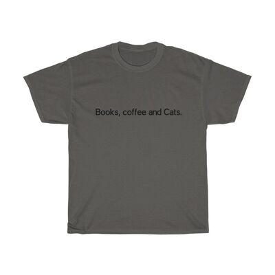 Bücher, Kaffee und Katzen Unisex Shirt Vintage 90er Jahre Shirt Charcoal Black