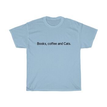 Livres, café et chats chemise unisexe chemise vintage des années 90 bleu clair noir 1