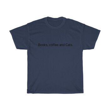 Livres, café et chats chemise unisexe chemise vintage des années 90 bleu marine noir 1
