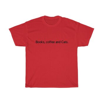 Livres, café et chats chemise unisexe chemise vintage des années 90 rouge noir 1