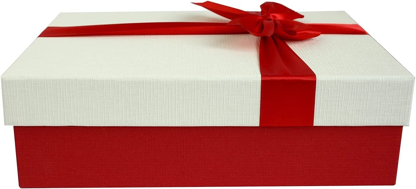 Scatola rossa testurizzata con coperchio bianco