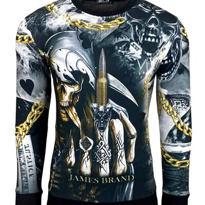 Subliminal Mode - Men's Printed Sweater With Rhinestones 1