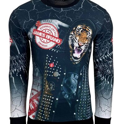 Subliminal Mode - Printed Men's Sweater With Rhinestones 3