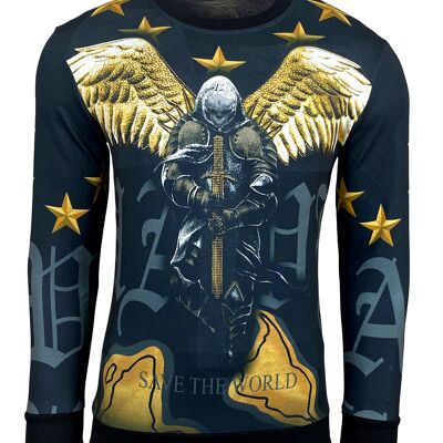 Subliminal Mode - Men's Printed Sweater With Rhinestones 2