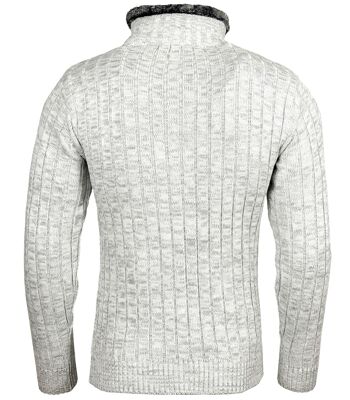 Subliminal Mode - Pull Grosse Maille Col Camionneur pour Homme Gris Clair 2