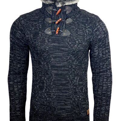 Subliminal Mode - Grobstrickpullover mit V-Ausschnitt für Herren Schwarz