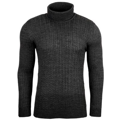 Subliminal Fashion Mens Twisted Turtleneck Sweater Dark Gray (1732-Anthracite)