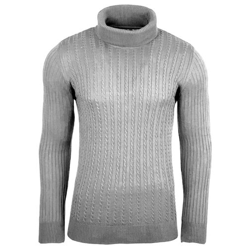 Subliminal Mode Pull Homme Col Roulé Torsadé  Gris Clair