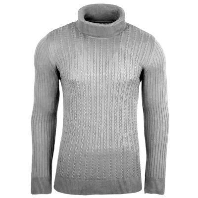 Subliminal Fashion Men's Twisted Turtleneck Sweater Light Gray