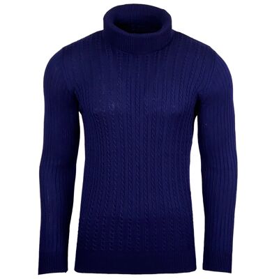 Subliminal Mode Herren Twisted Rollkragenpullover Navy (1732-Marine)