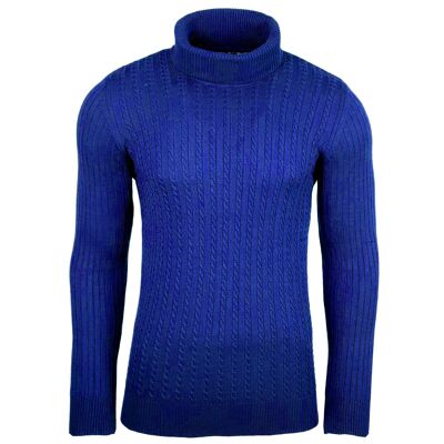 Subliminal Fashion Suéter De Cuello Alto Torcido Para Hombre Azul Real (1732-Bleuroi)