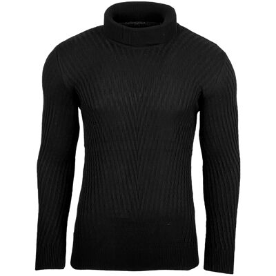 Subliminal Fashion Mens Turtleneck Twisted Sweater Black (1640-Black)
