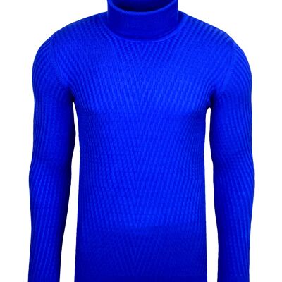 Subliminal Mode Mens Twisted Turtleneck Sweater Royal Blue (1640-Bleuroi)