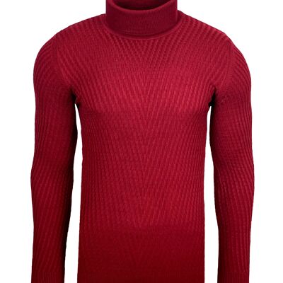 Subliminal Mode Men's Twisted Turtleneck Sweater Borgoña (1640-Bordeaux)