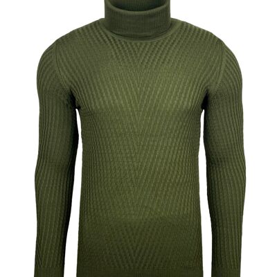 Subliminal Fashion Men's Turtleneck Twisted Khaki Sweater (1640-Khaki)