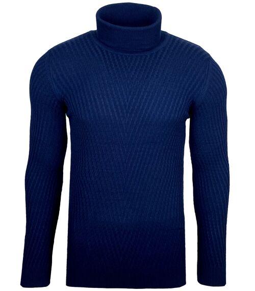 Subliminal Mode Pull Homme Col Roulé Torsadé  Marine (1640-Marine)