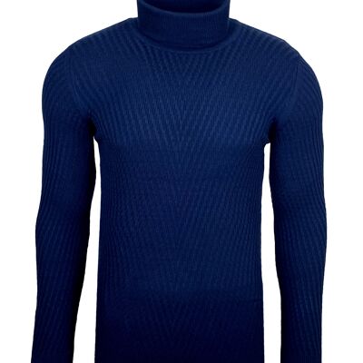 Subliminal Mode Men's Twisted Turtleneck Sweater Navy (1640-Marine)