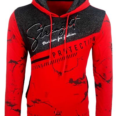 Subliminal Mode Two-Tone Hooded Sweatshirt Red