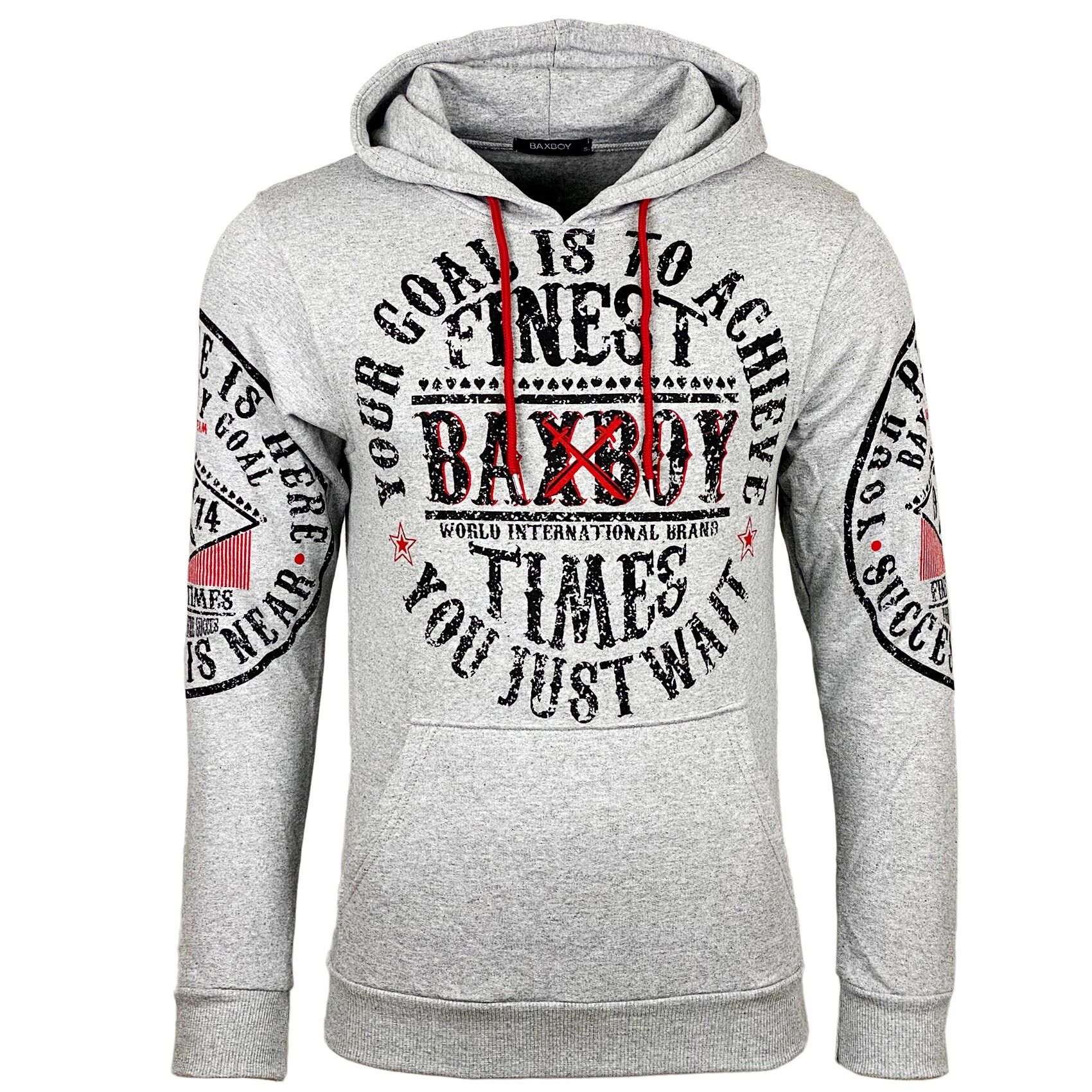 Felpa con cappuccio vintage grigio chiaro moda subliminale