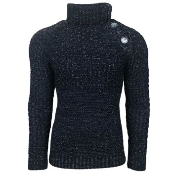 Subliminal Mode Pull Homme Grosse Maille Col Roulé Marine 1
