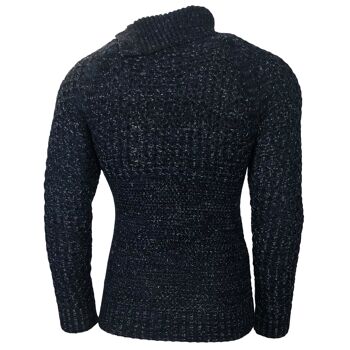 Subliminal Mode Pull Homme Grosse Maille Col Roulé Marine 2