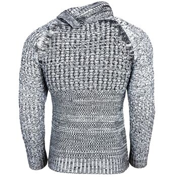 Subliminal Mode Pull Homme Grosse Maille Col Roulé Blanc 2