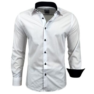 Subliminal Mode Camisa Básica Bicolor Blanco Liso