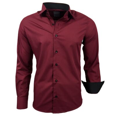 Subliminal Mode Basic Bicolor Plain Burgundy Shirt