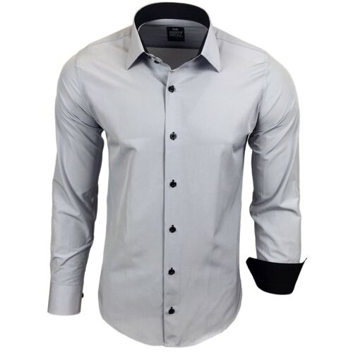 Subliminal Mode Chemise Basique Bicolore Uni  Gris Clair