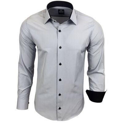 Subliminal Mode Camisa Básica Bicolor Lisa Gris Claro