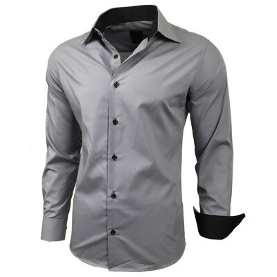 Subliminal Mode Camisa Básica Bicolor Gris Liso