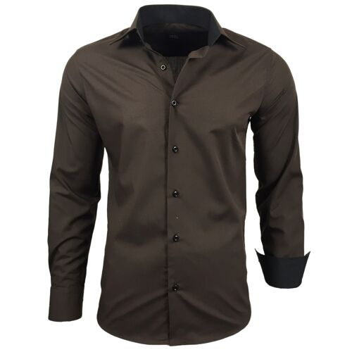 Subliminal Mode Chemise Basique Bicolore Uni  Marron