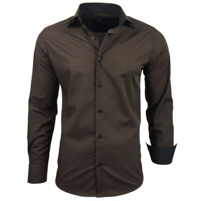 Subliminal Mode Basic Two-Tone Shirt Plain Brown