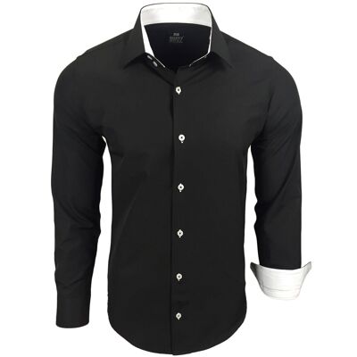 Subliminal Mode Basic Two-Tone Shirt Plain Black