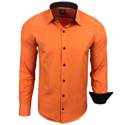 Subliminal Mode Basic Two-Tone Shirt Plain Orange