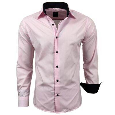 Camicia basic bicolore in modalità subliminale rosa tinta unita